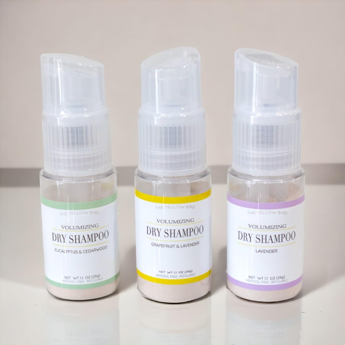 The Yellow Bird dry shampoo boosts volume on color-treated hair.