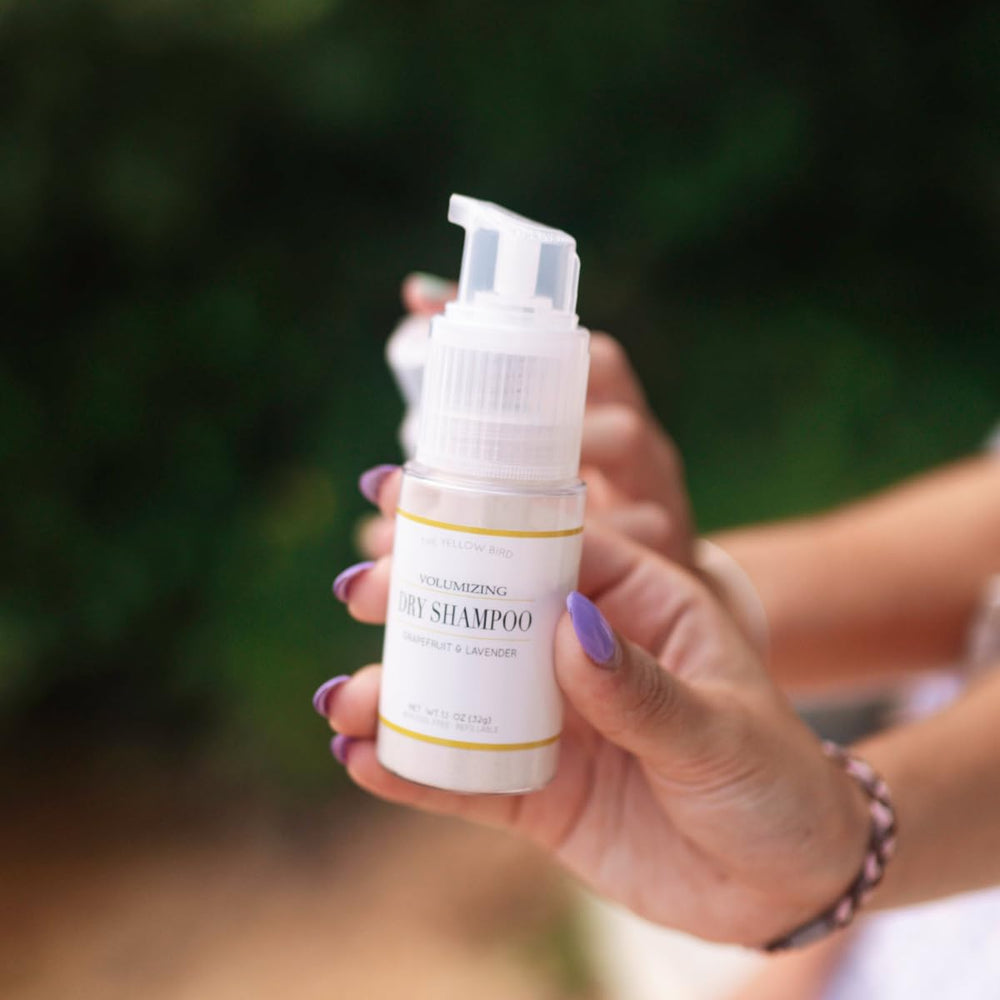 The Yellow Bird dry shampoo soft-finish look enhances texture after use.