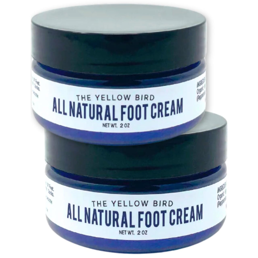 The Yellow Bird Foot Cream travel-size front view for portable moisture.