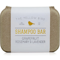 The Yellow Bird solid bar shampoo grapefruit-scent for a refreshing cleanse.
