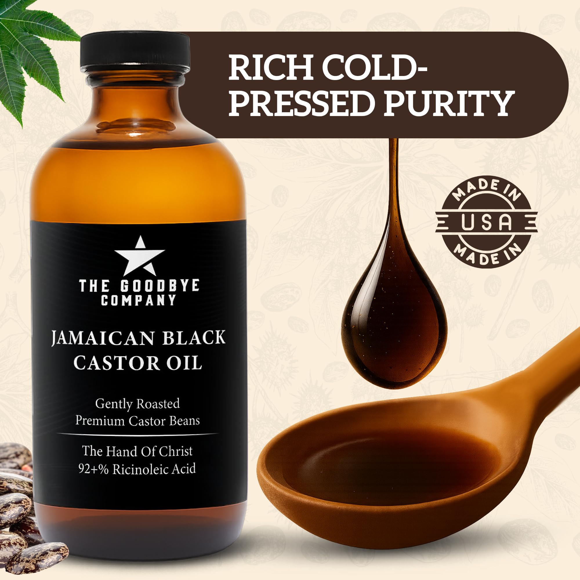 The Goodbye Company dark glass bottle preserves purity and prevents contaminants.