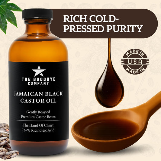 The Goodbye Company dark glass bottle preserves purity and prevents contaminants.