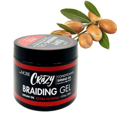 The MORE Crazy Braiding Gel in use on hair to define twists.
