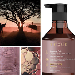 Theorie Marula Oil Conditioner texture close-up shows creamy formula for hydration.