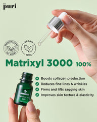 ThePURI Matrixyl 3000 serum dropper close-up for precise dosing.