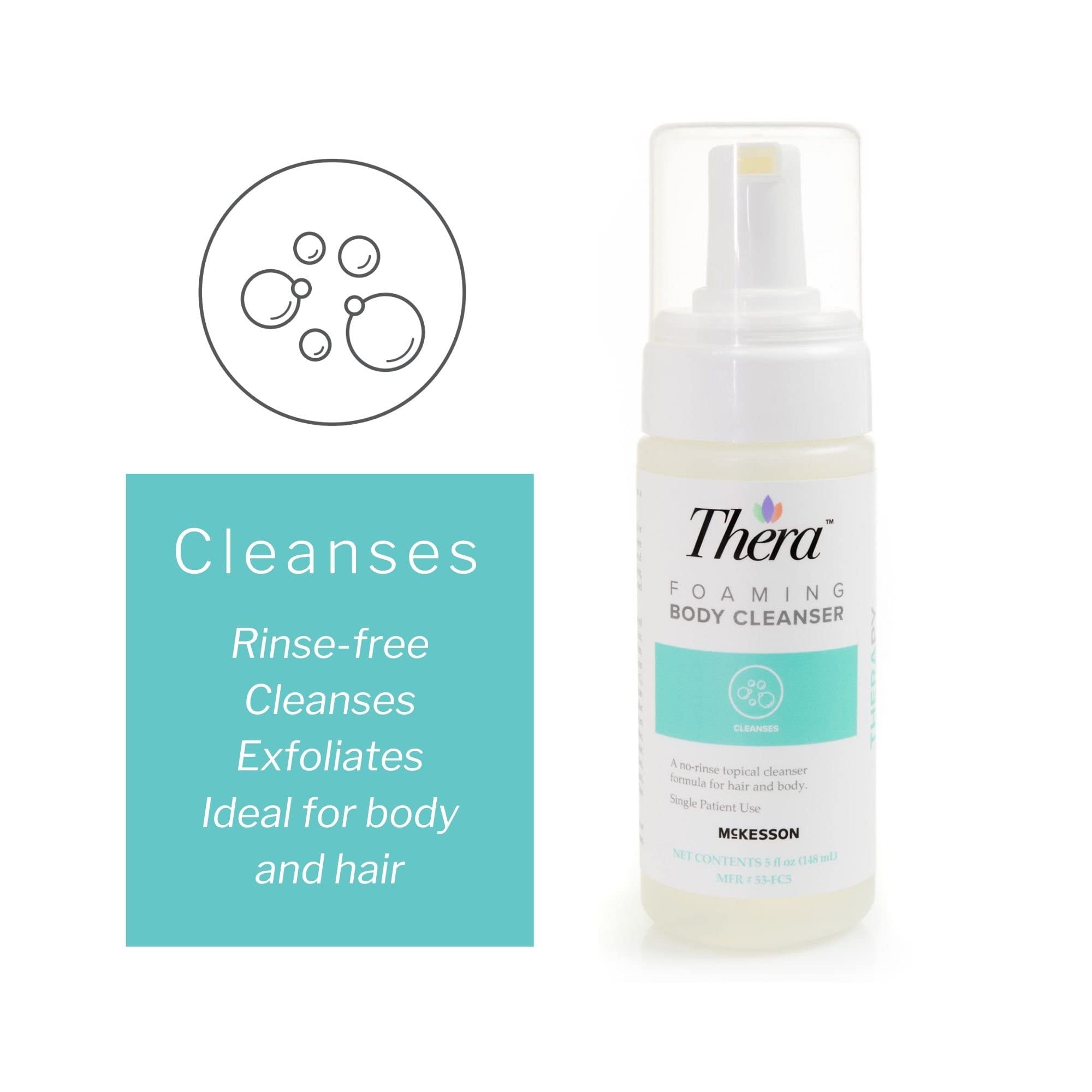 Thera foaming cleanser damp cloth application for easy cleaning