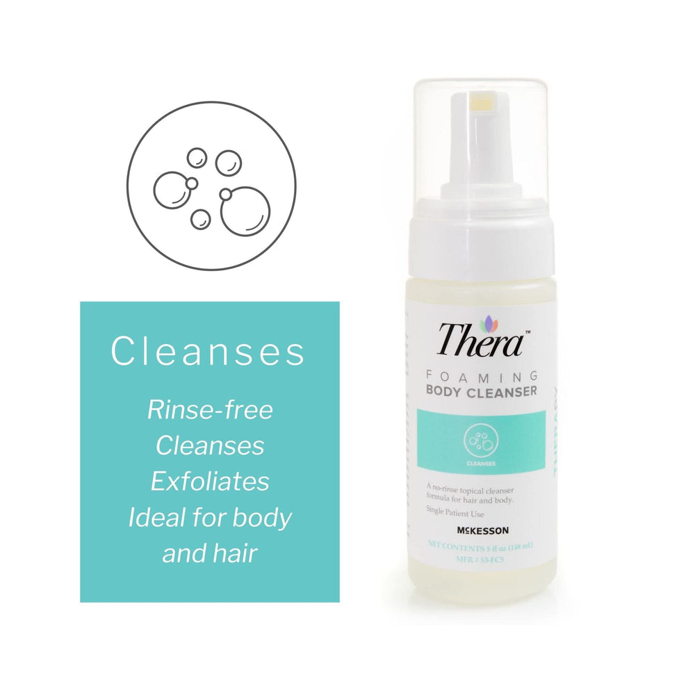 Thera foaming cleanser damp cloth application for easy cleaning