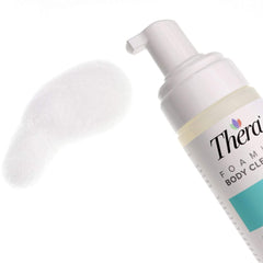Thera foaming cleanser hair application demonstrates gentle lather