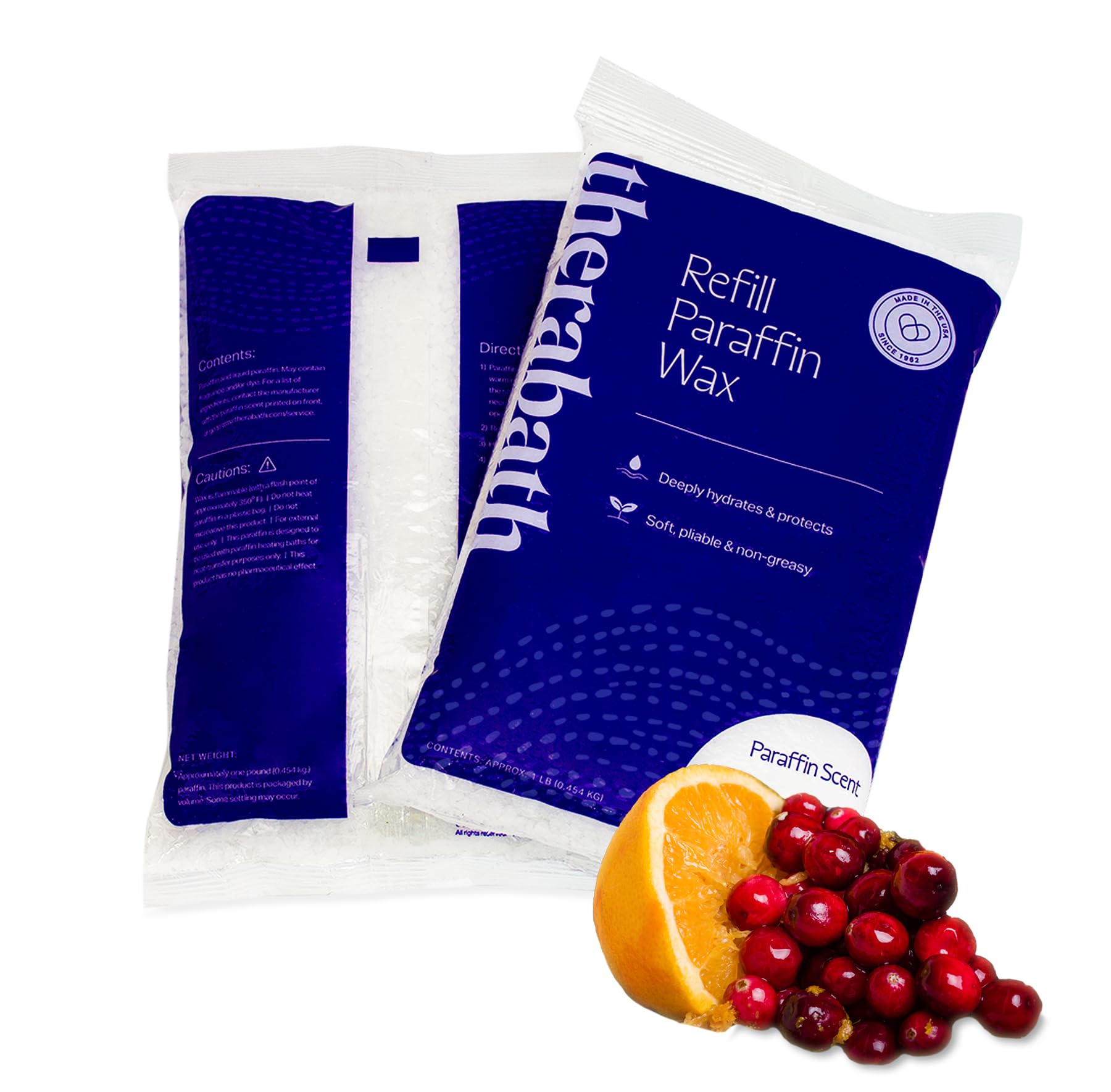 Therabath Cranberry Zest refill bottle for warming paraffin therapy and skin hydration.