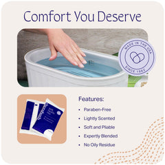 Therabath soft-pliable paraffin wax, mess-free pliability during therapy sessions.