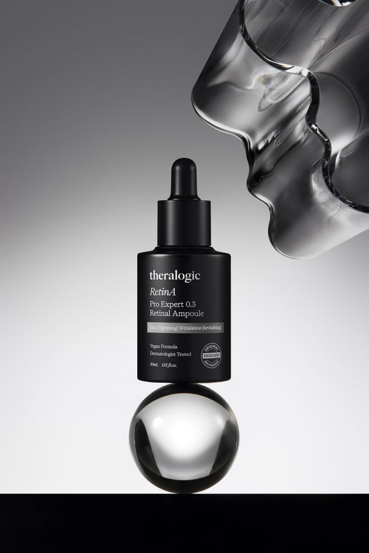 Theralogic RetinA Pro Expert ampoule featuring plant-derived PDRN for improved elasticity.