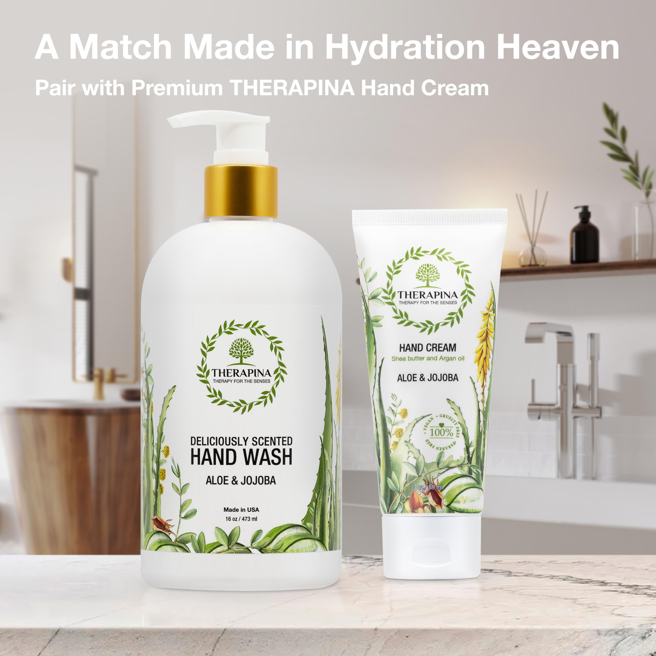 THERAPINA close-up shows bubbles and rich lather for daily washing