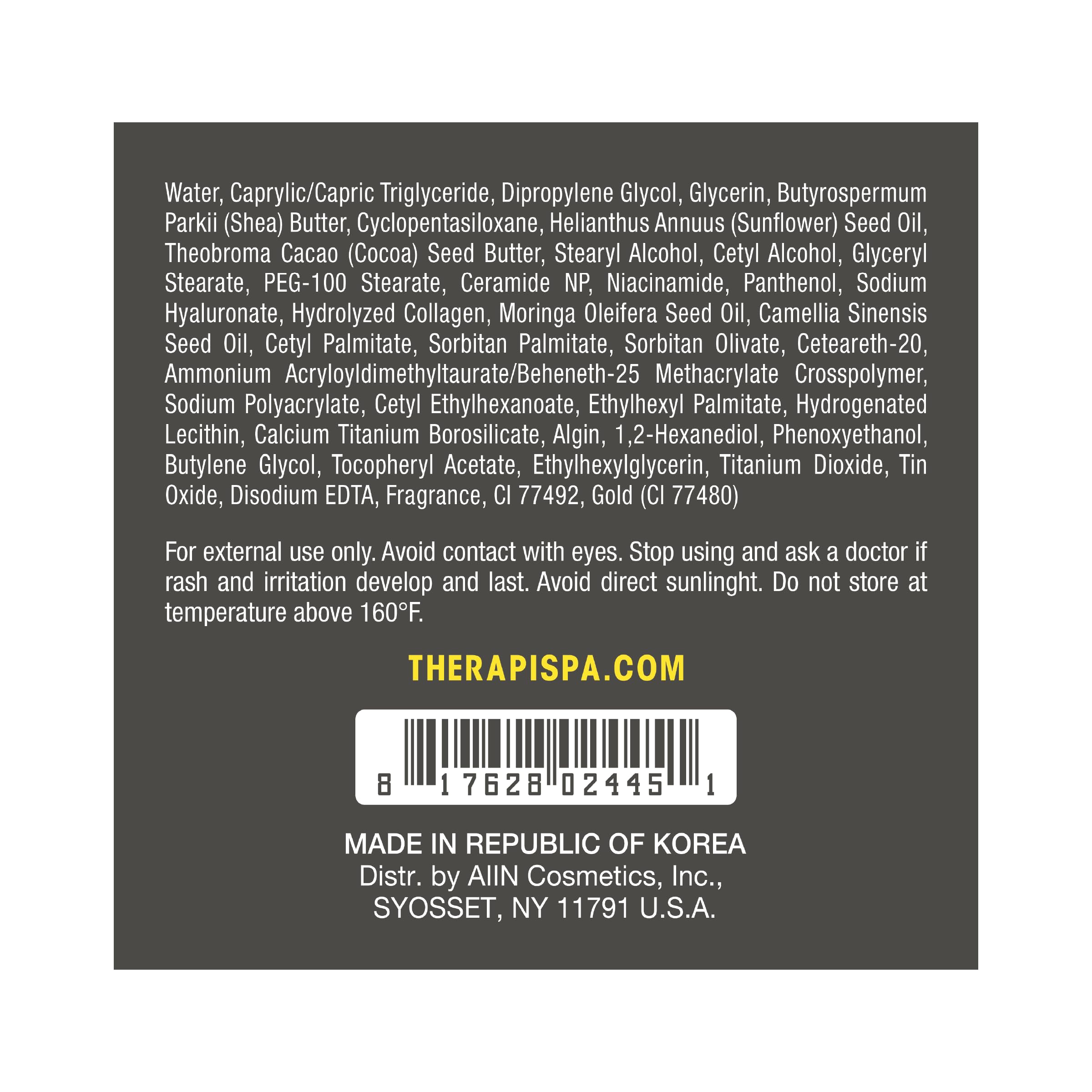 THERAPISPA gold-tub packaging close-up communicates premium quality.