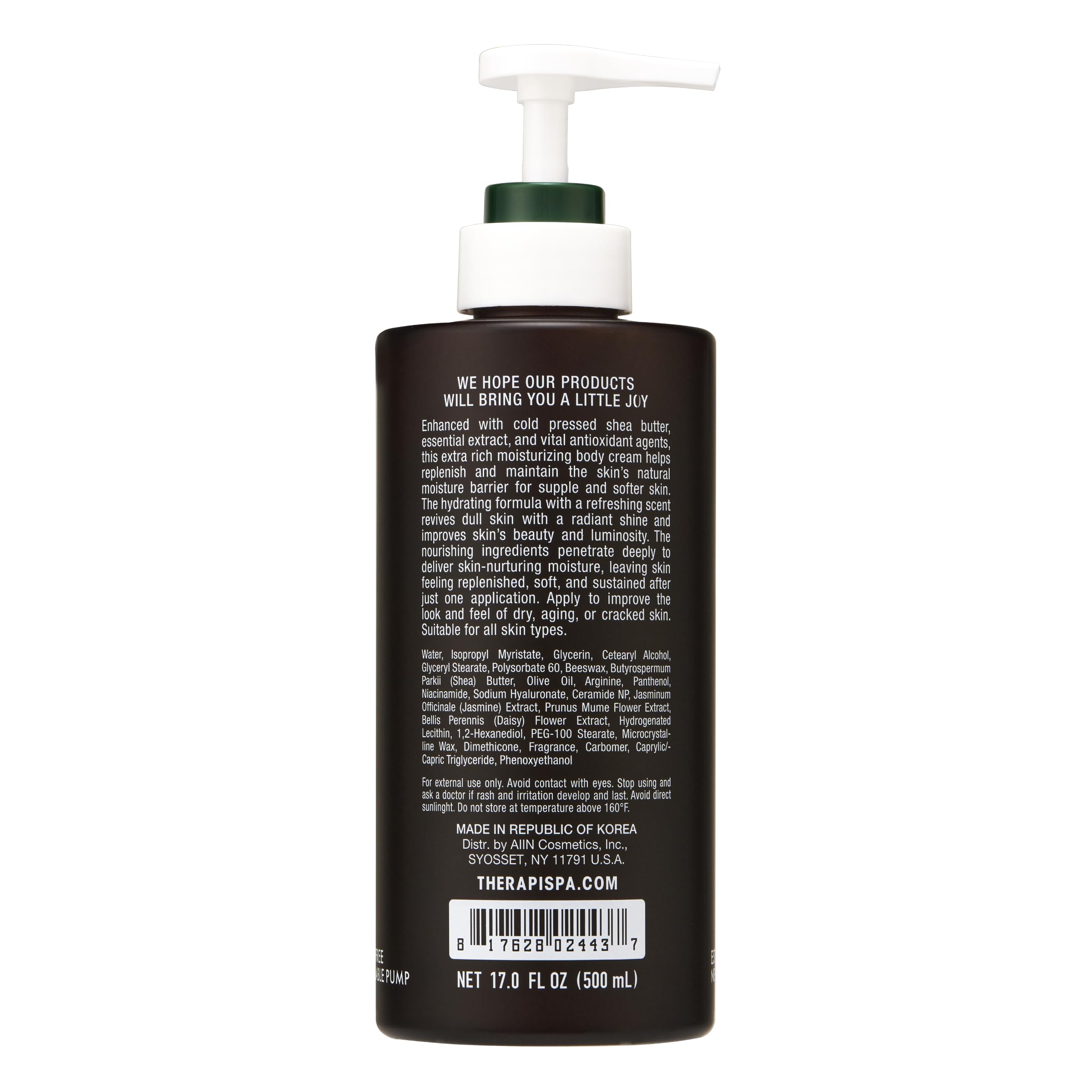 THERAPISPA rich-hydration finish leaves skin soft and refreshed.