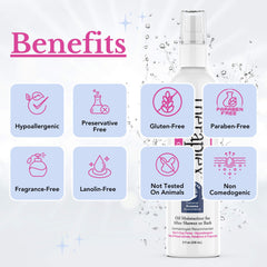Theraplex Clear Lotion Spray close-up texture shows smooth, fast-absorbing oil.