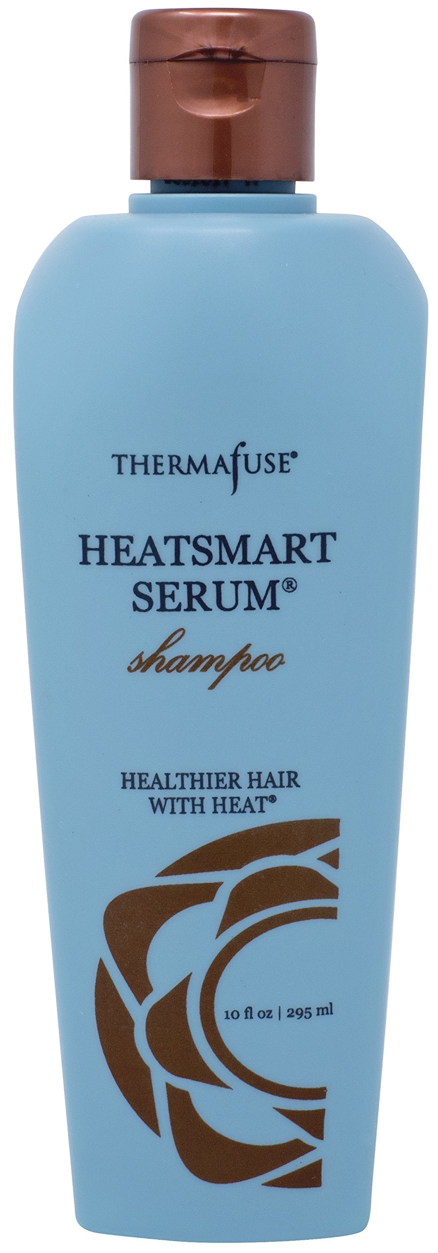 Thermafuse HeatSmart Serum Shampoo bottle being poured for color-safe cleansing.