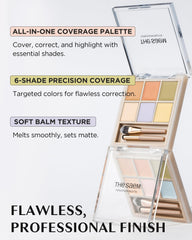 THESAEM Cover Perfection Concealer Palette redness correction swatch example.