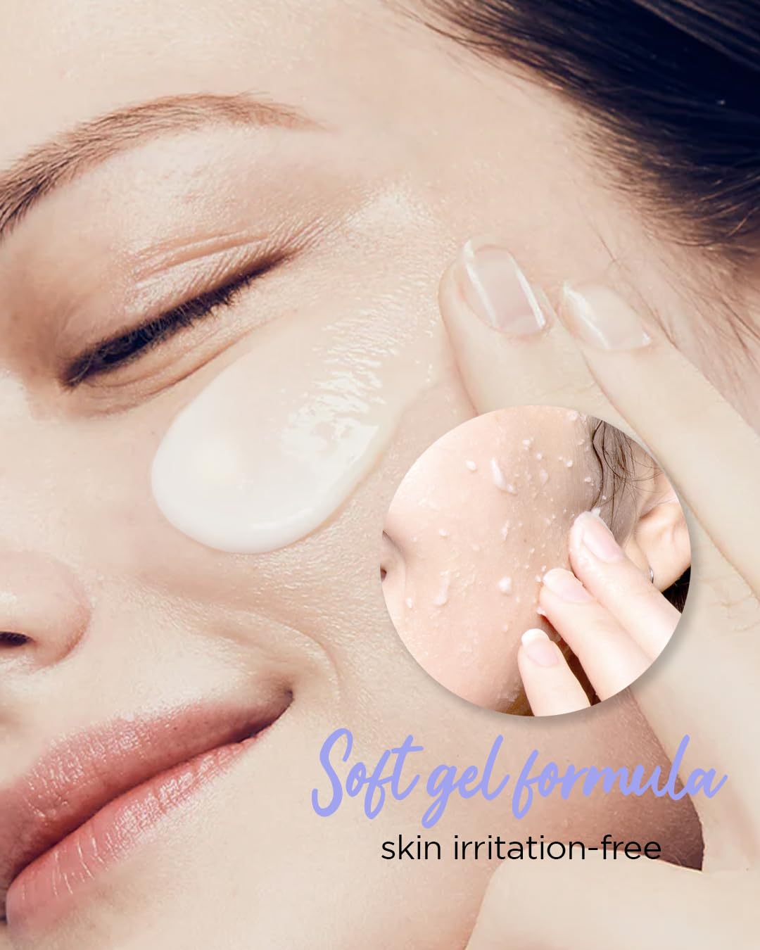 Enzyme-action close-up showing THESAEM exfoliation in progress on skin.