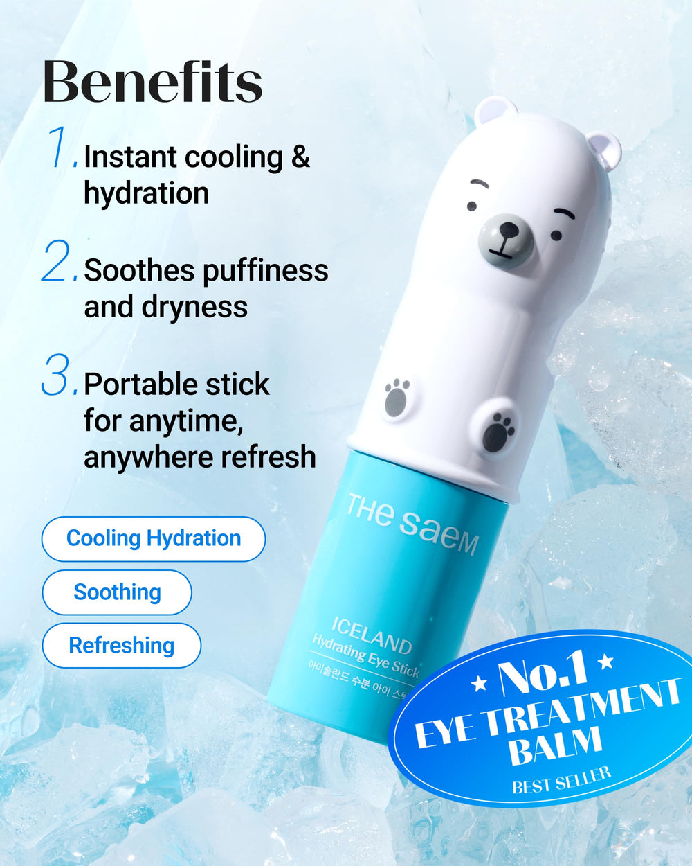 THESAEM Iceland Hydrating Eye Stick features glacier water for deep hydration