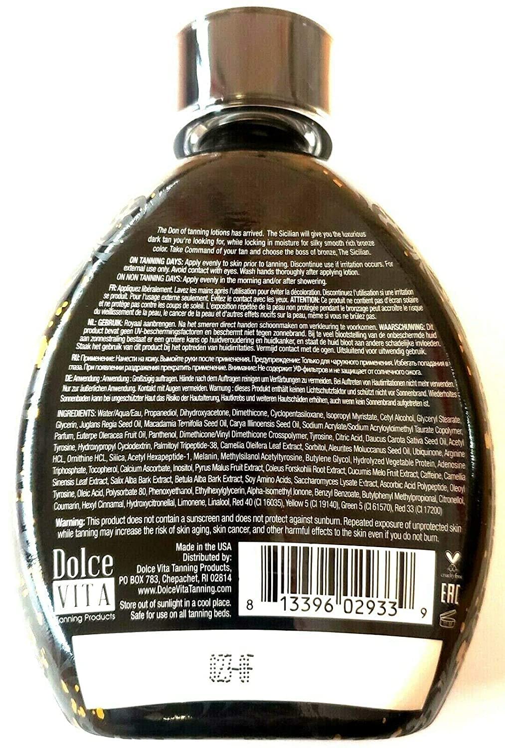 The Sicilian 200X Dark Black Bronzer application swatch reveals smooth, even color.