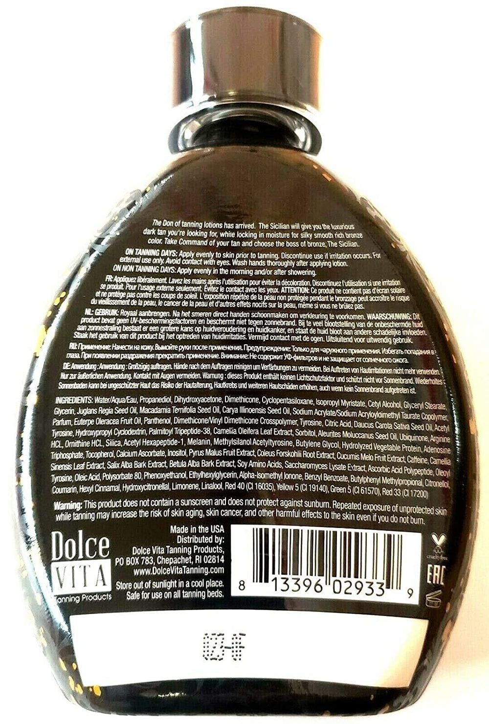 The Sicilian 200X Dark Black Bronzer application swatch reveals smooth, even color.