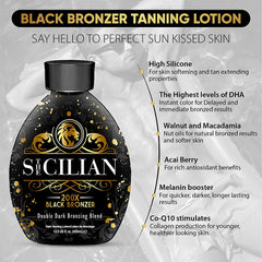 The Sicilian 200X Dark Black Bronzer creamy texture glides onto skin.