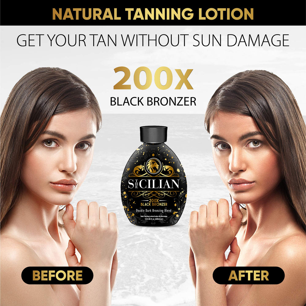 The Sicilian 200X Dark Black Bronzer odor control keeps post-tan freshness.
