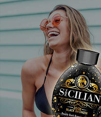The Sicilian 200X Dark Black Bronzer packaging highlights premium value.