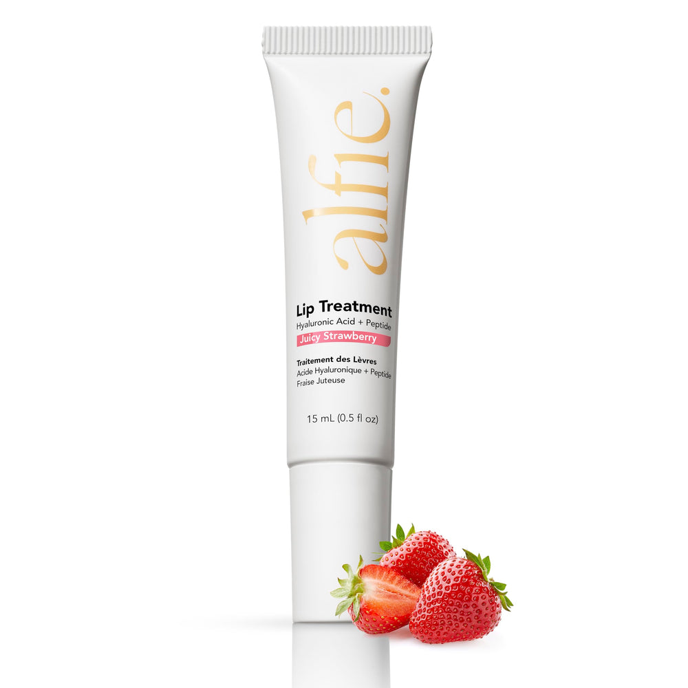 They Call Her Alfie lip booster strawberry jar close-up highlighting hydration.