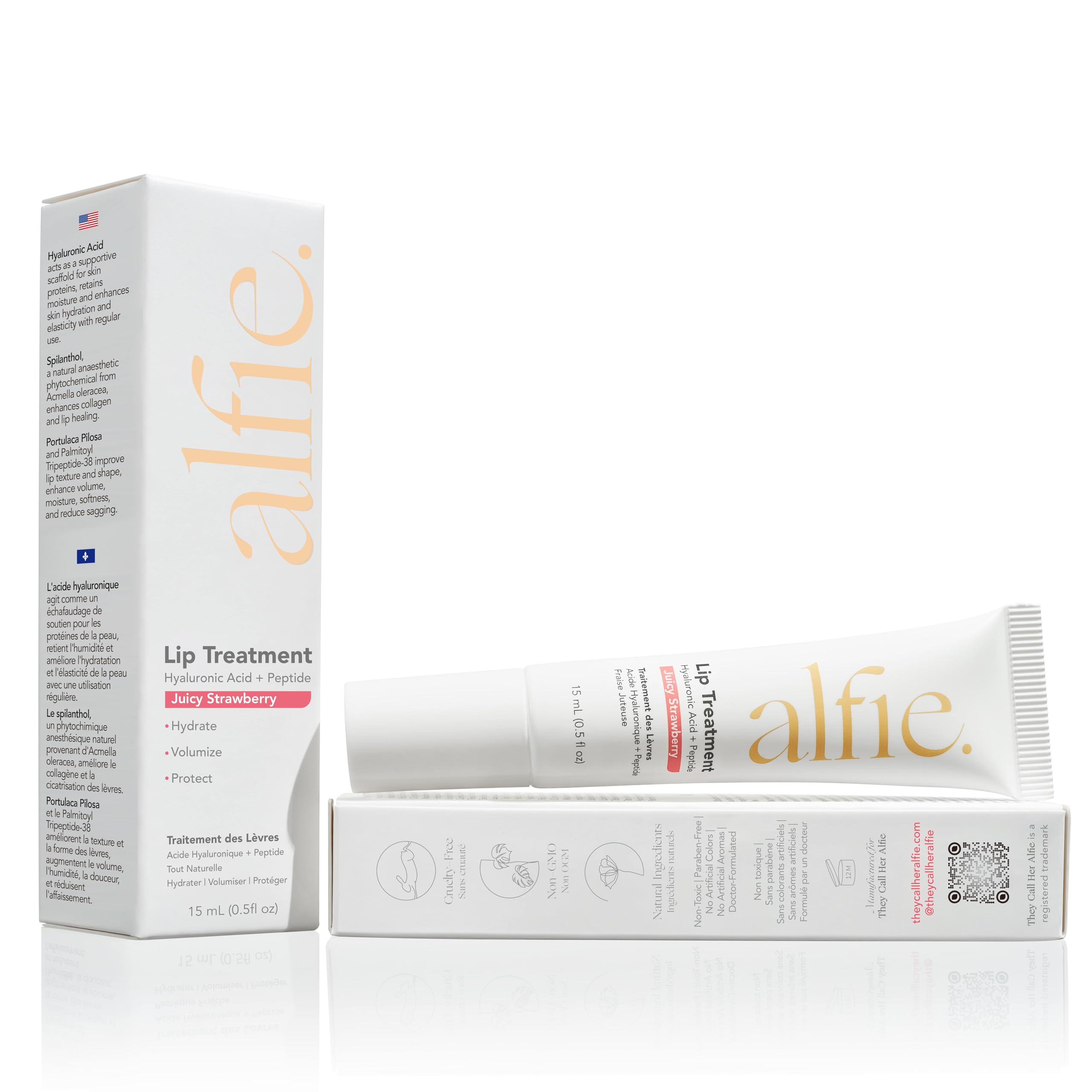 Texture close-up shows moisturizing daily use with Alfie lip booster.