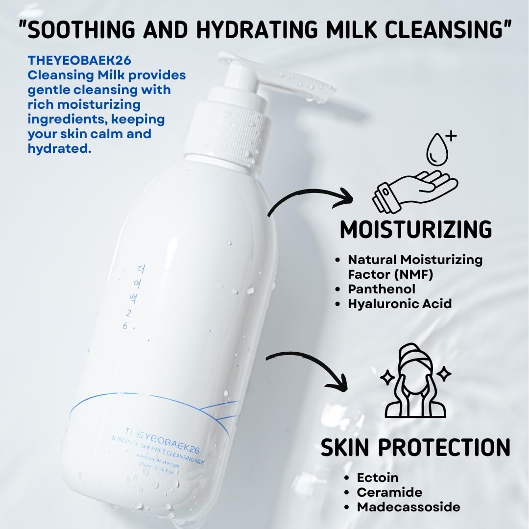 Theyeobaek26 hydrating formula close-up demonstrates dewy skin after cleanse.
