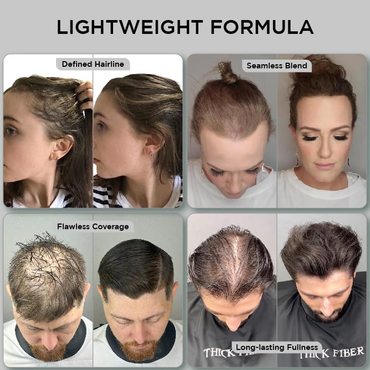 Thick Fiber hair fibers concealing thinning area in seconds.