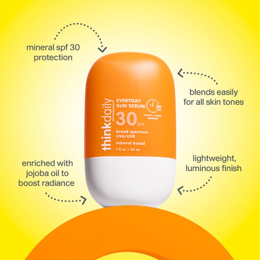 Thinkdaily SPF 30 serum pump shown for easy application