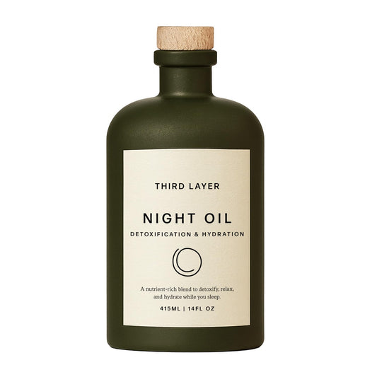 Third Layer Night Oil bottle showing a hydrating nighttime application.