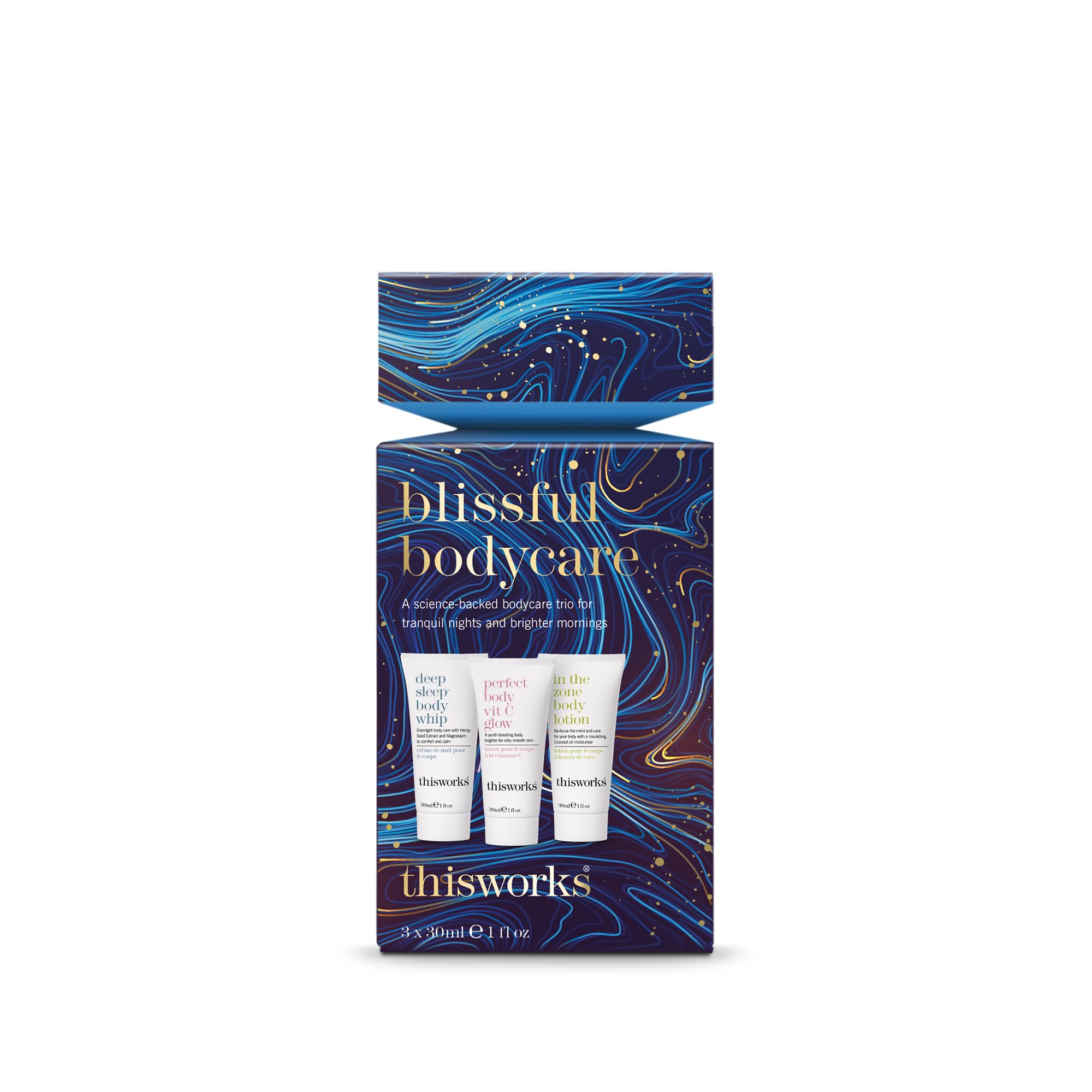 THISWORKS Blissful Trio Textured body cream jar captures rich moisture experience.