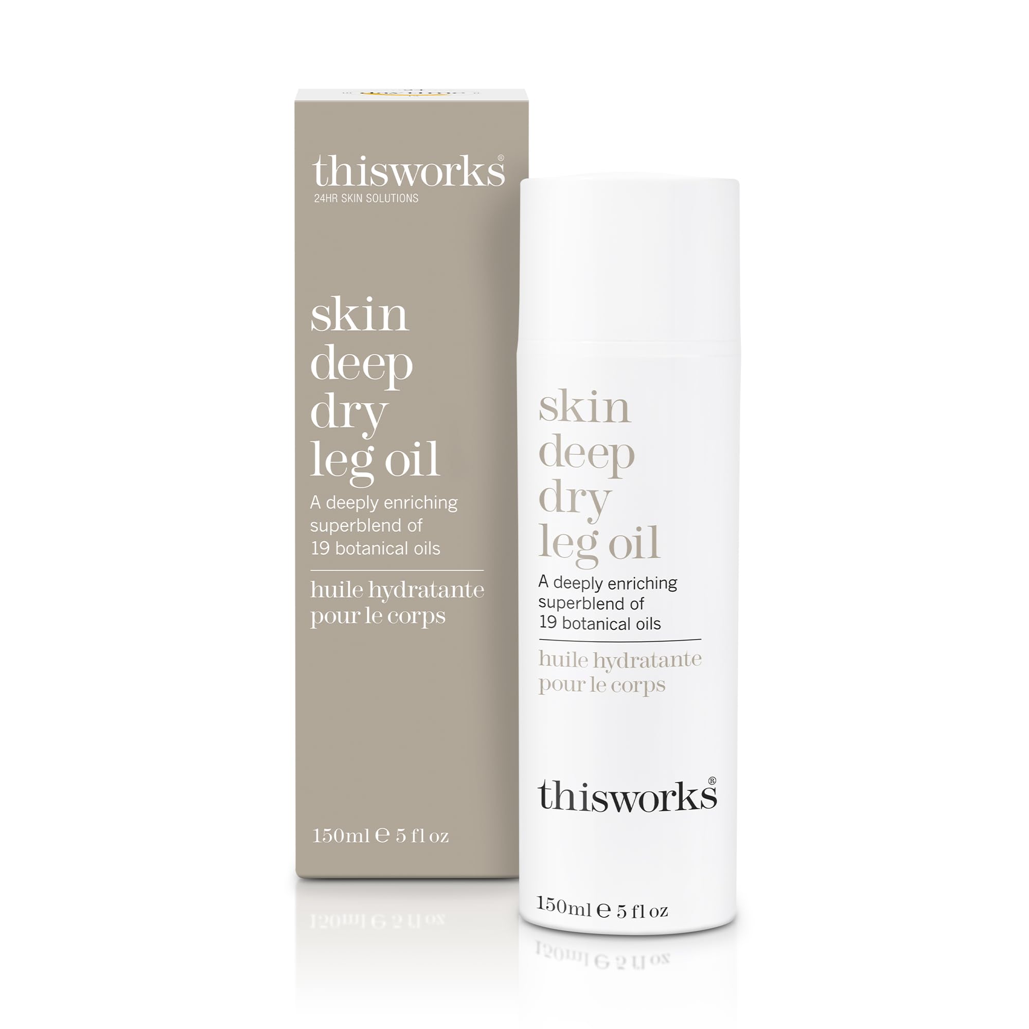 THISWORKS Skin Deep Dry Leg Oil bottle for deep hydration and smooth skin