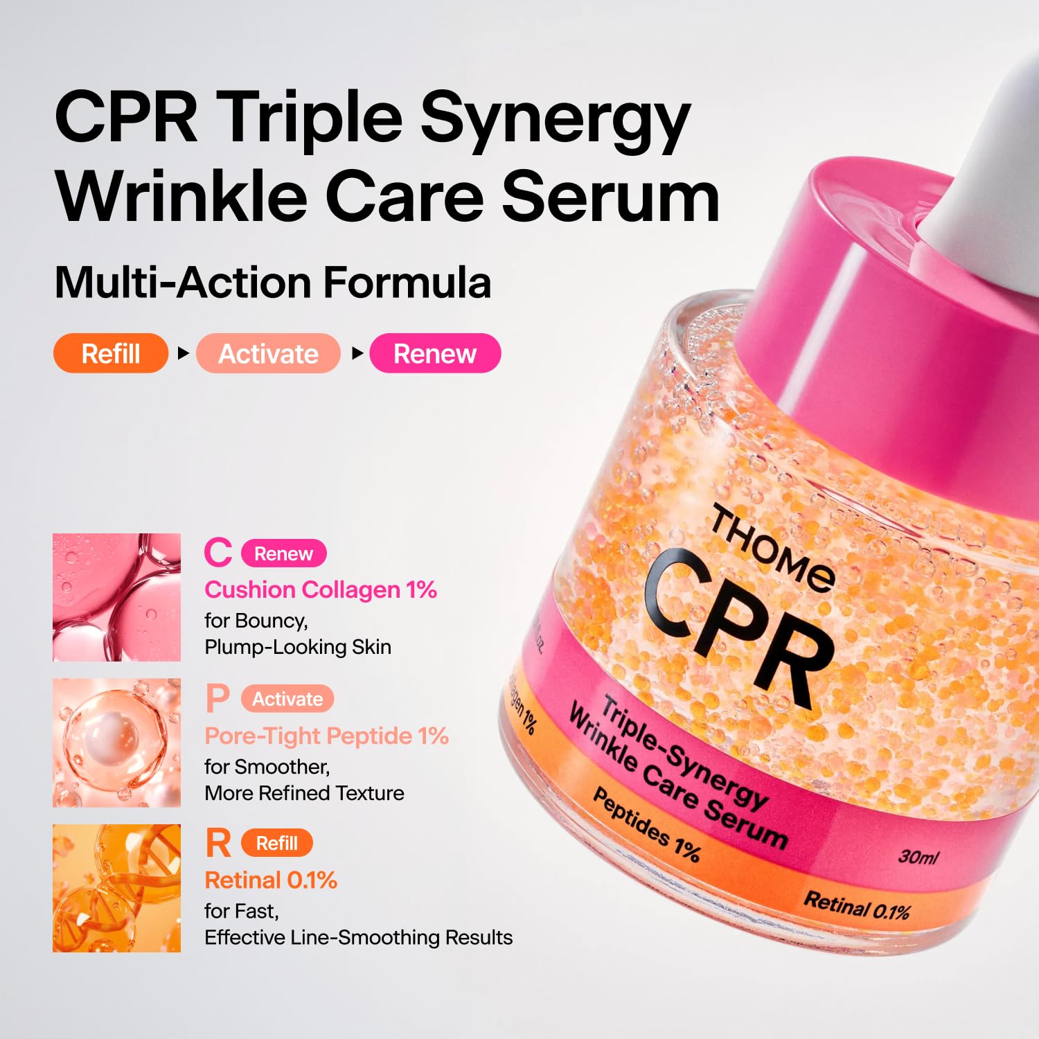 THOME CPR Serum droplet detail showing targeted application and potency