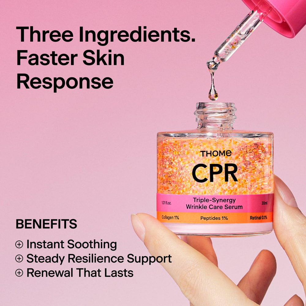 THOME CPR Serum texture swatch indicating smooth, firming care for fine lines