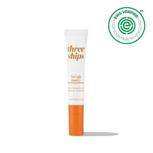 Three Ships First Light Eye Cream with acerola extract around the eye.