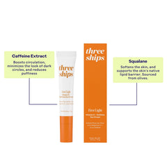 Three Ships First Light Eye Cream cooling ceramic tip in use.