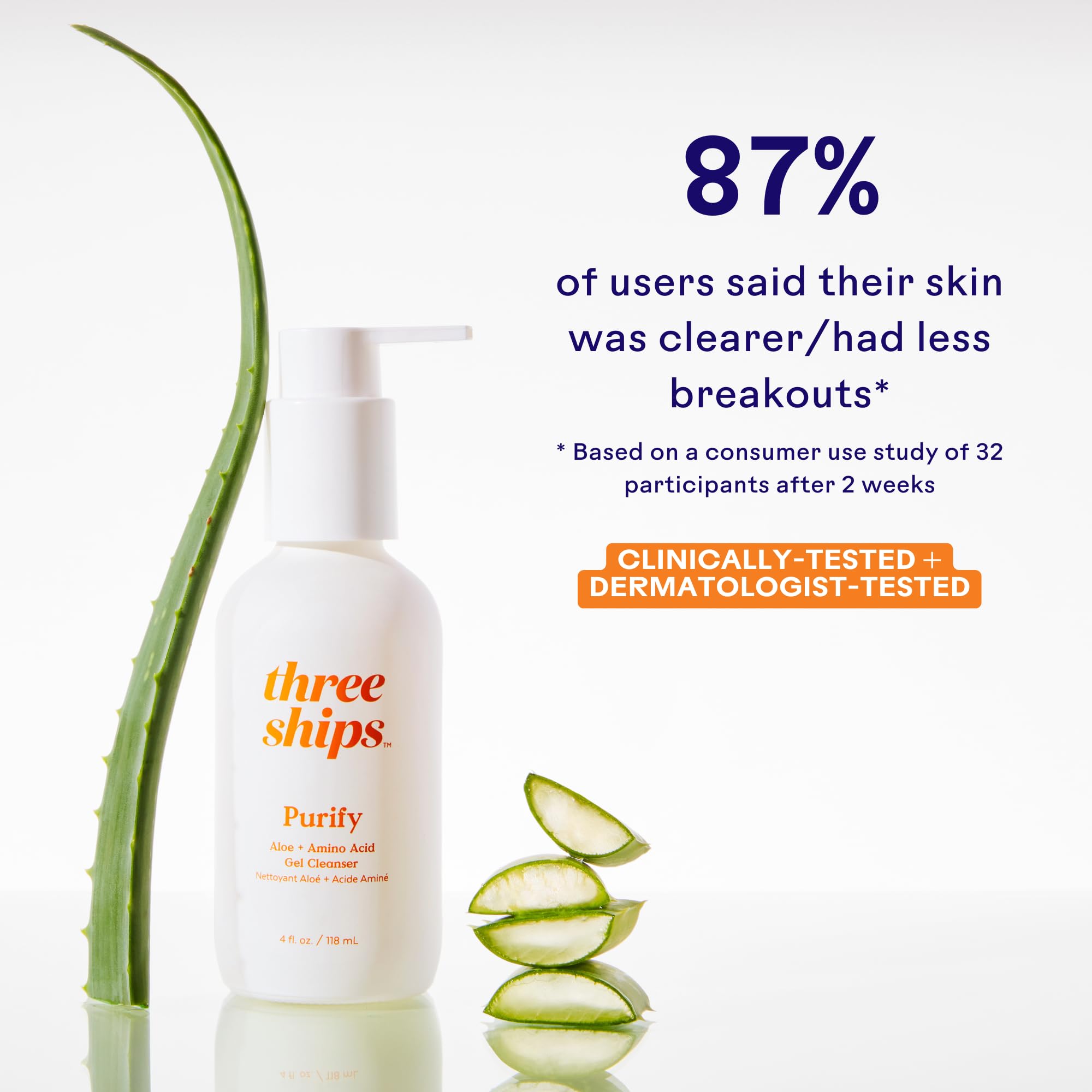 Three Ships Purify Aloe Amino Acid Gel Cleanser after makeup removal shot