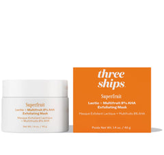 Three Ships Superfruit Lactic Multifruit Mask jar promises gentle exfoliation for radiant skin