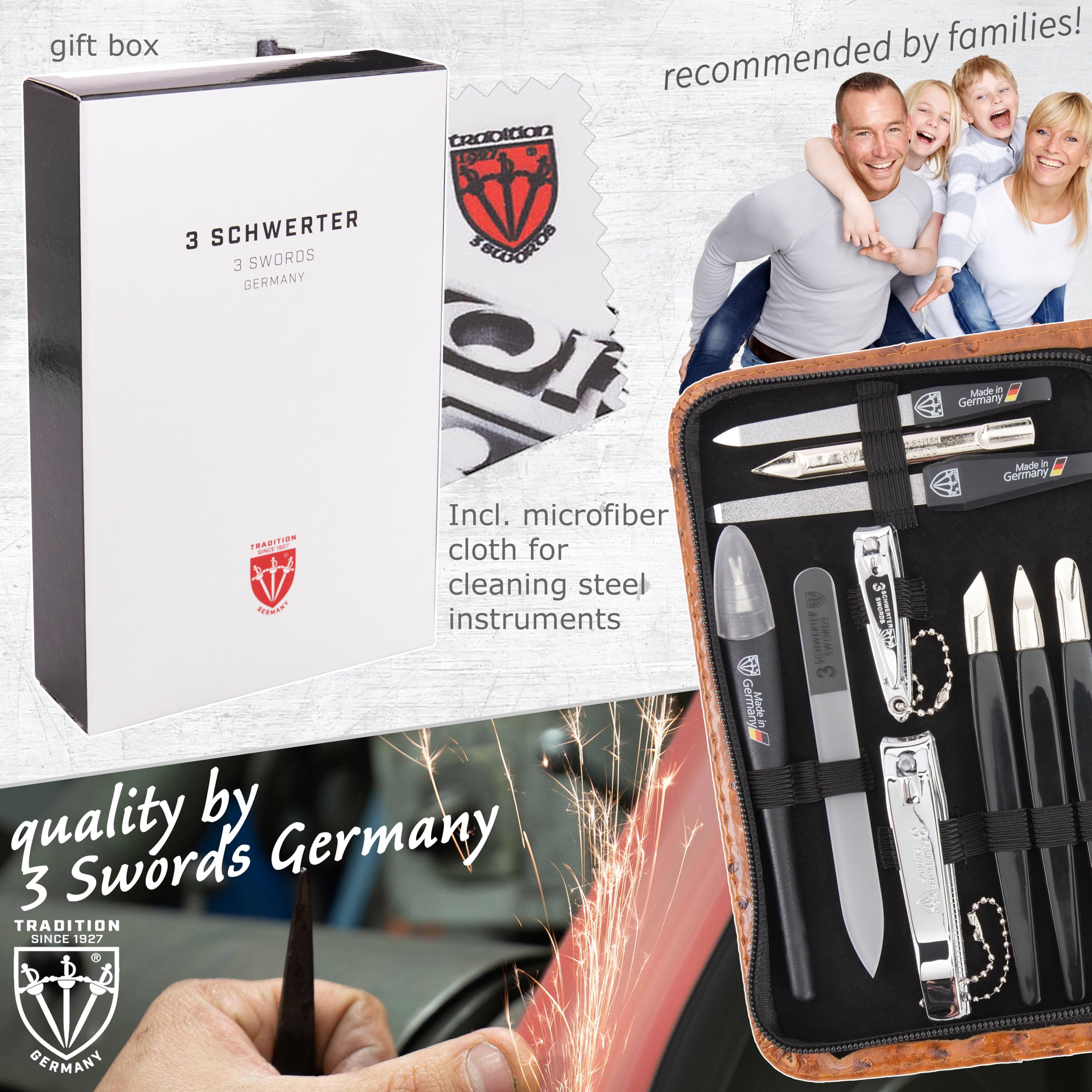 Three Swords Germany microfiber cleaning cloth helps maintain shiny metal implements