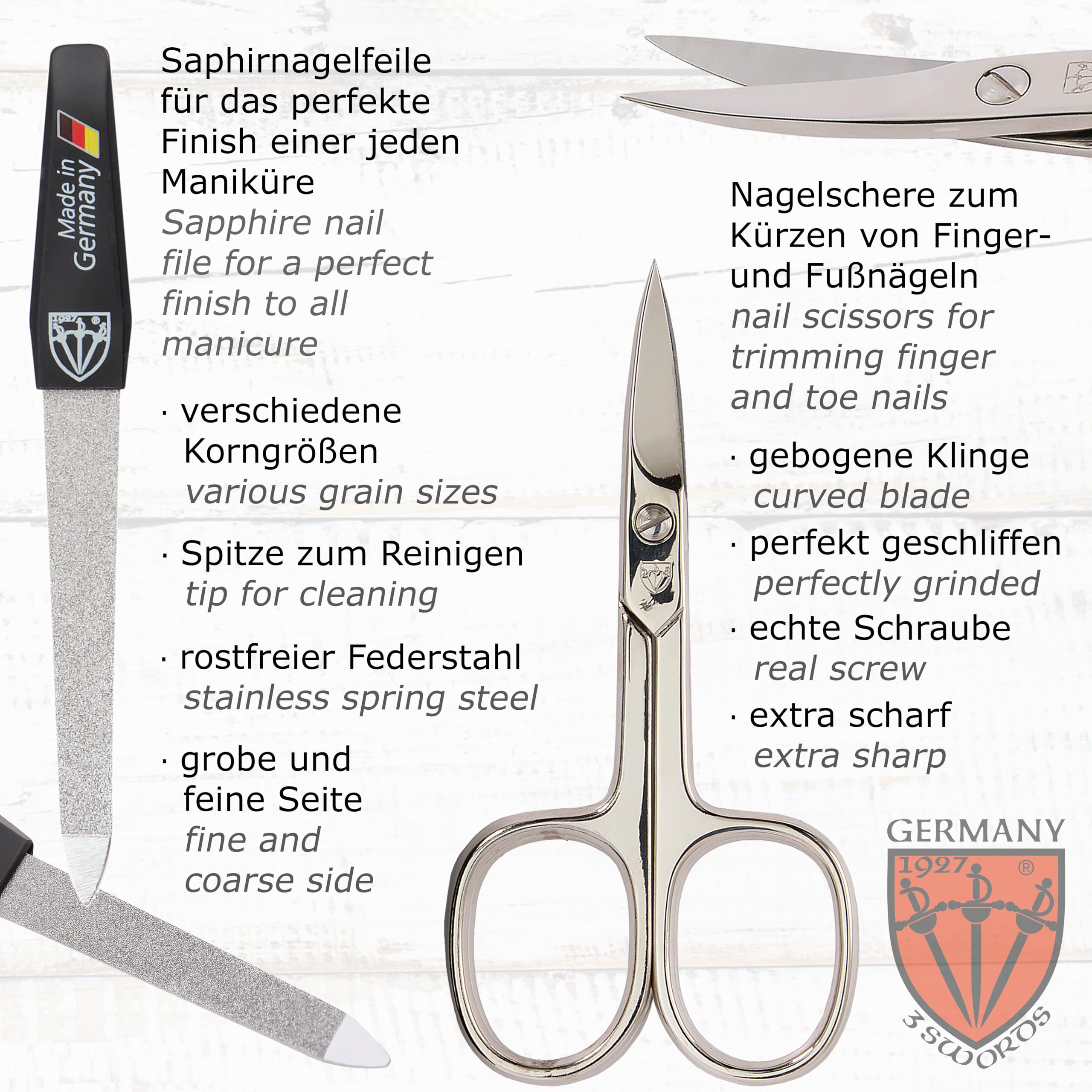 Three Swords Germany nail scissors for precise trimming.
