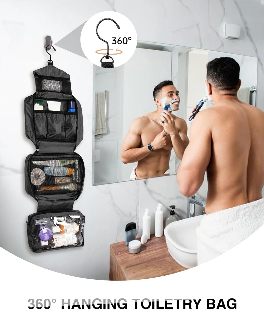 THSAM spacious compartments keep cosmetics upright and organized during travel