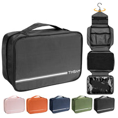 THSAM travel toiletry bag with hanging hook for easy access on the go