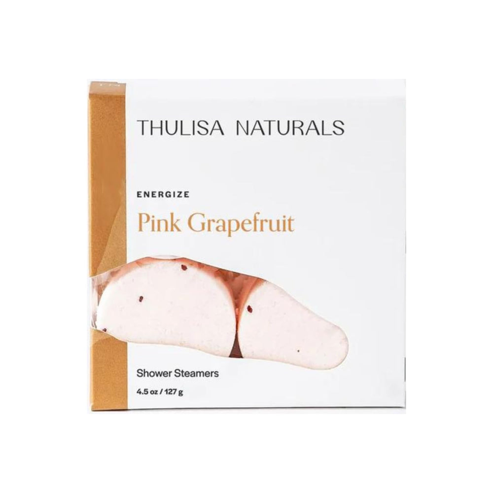 Thulisa Naturals pink grapefruit shower steamers pack for an uplifting morning routine.