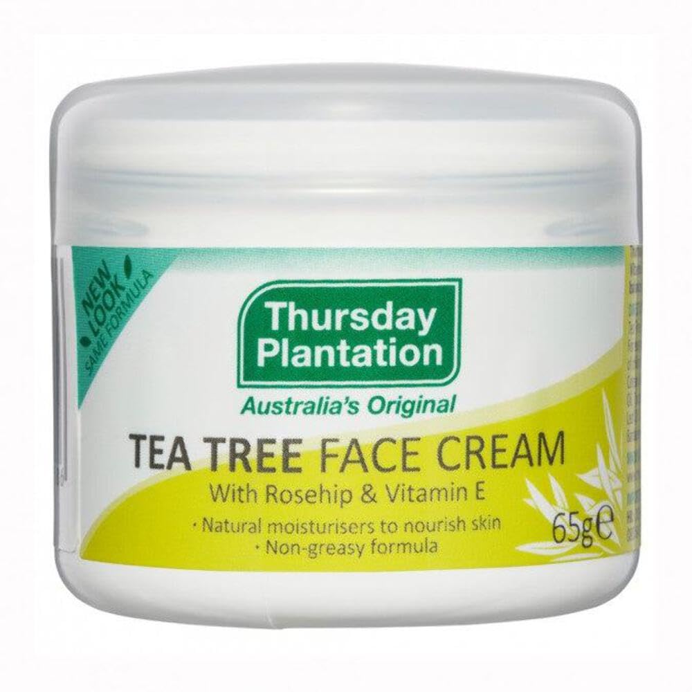 Thursday Plantation Tea Tree Face Cream bottle-front view, ideal for on-the-go skincare.