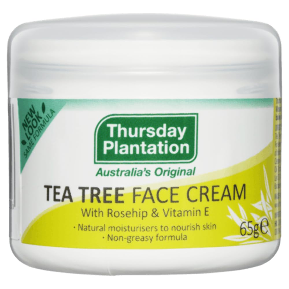 Thursday Plantation Tea Tree Face Cream tube-open close-up highlighting quick hydration.