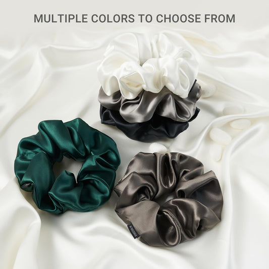 THXSILK Champagne silk scrunchie on head for comfortable styling